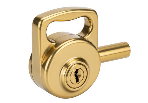 Golden padlock with keyhole and shackle on transparent background lock security