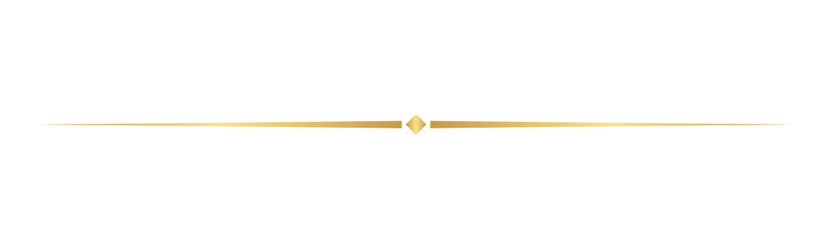 Minimal Horizontal Decorative golden Divider Line Isolated on Transparent Background PNG