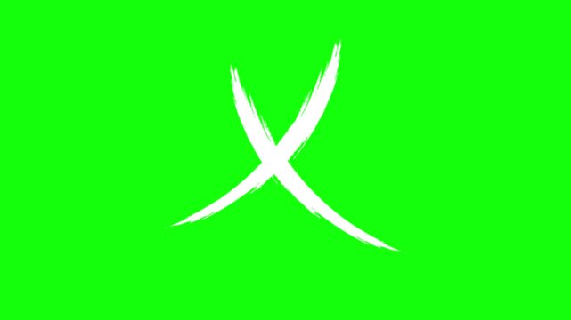 Animated Japanese Katakana Tsu Character Brush Stroke on Green Screen