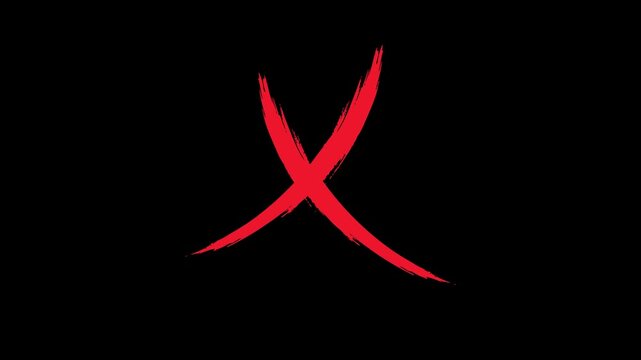 Animated Red Japanese Calligraphy Brush Stroke on a Black Background.