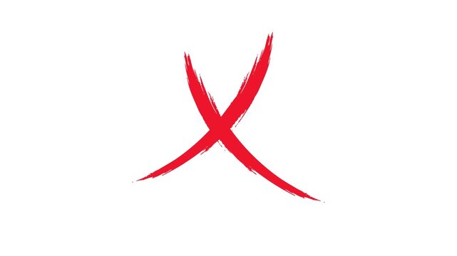 Animated Red Japanese Katakana Character Tsu Painted with a Brush