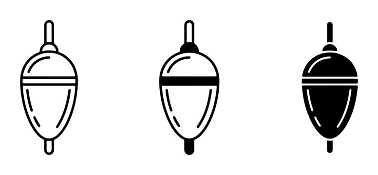 Fishing Bobbers Vector Icons, Angling Floats Set, Water Buoy Illustrations for Fishing Gear and Sport