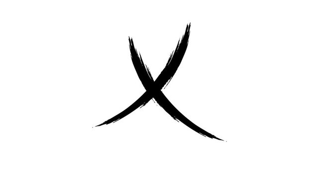 Hand-drawn animation of the Japanese Katakana character Ri with a brush stroke.