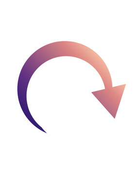 Gradient curved down arrow icon isolated on white background for download, redirect, navigation, and interface design
