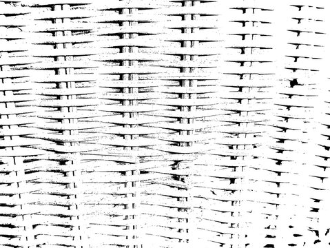 Pattern featuring an abstract natural wicker or rattan woven surface rendered in black and white.