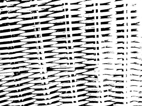 Pattern featuring an abstract natural wicker or rattan woven surface rendered in black and white.