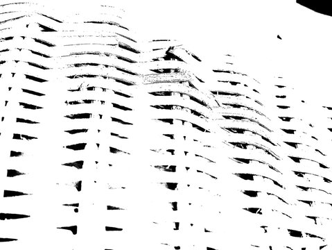 Pattern featuring an abstract natural wicker or rattan woven surface rendered in black and white.