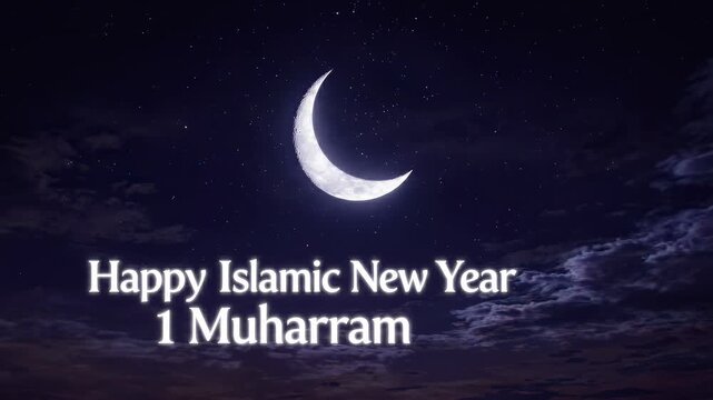 Elegant Crescent Moon Shining Over The Night Sky Celebrating The Beginning Of The Islamic New Year Observed On The First Day Of Muharram