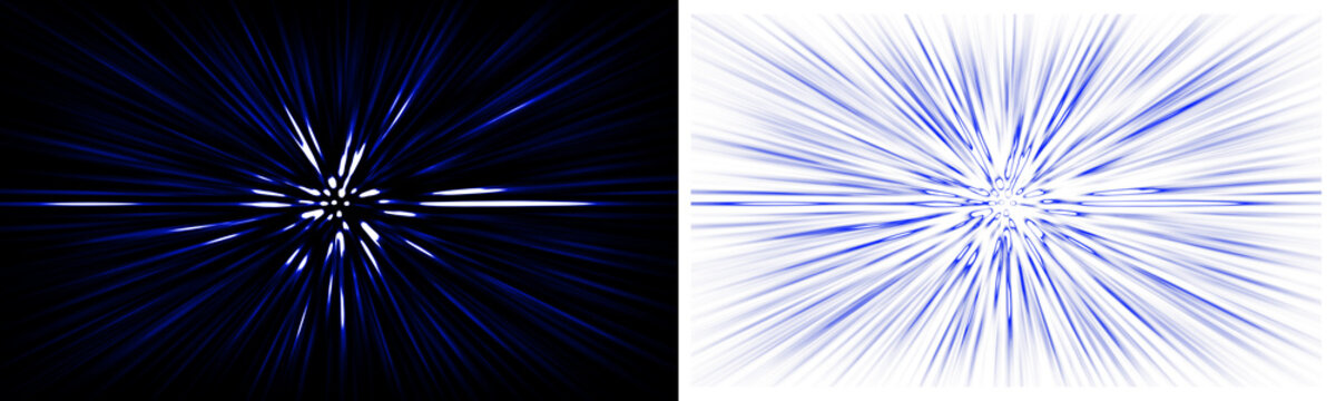 Electric blue speed lines background for cosmic travel and hyperspace warp effect