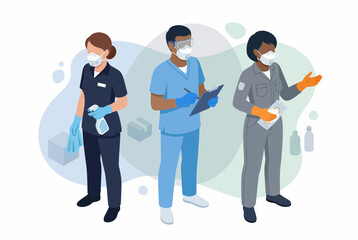 Obraz premium Essential Workers in Protective Gear for Emergency Preparedness