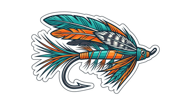 Colorful Fishing Lure with Feathers, Isolated
