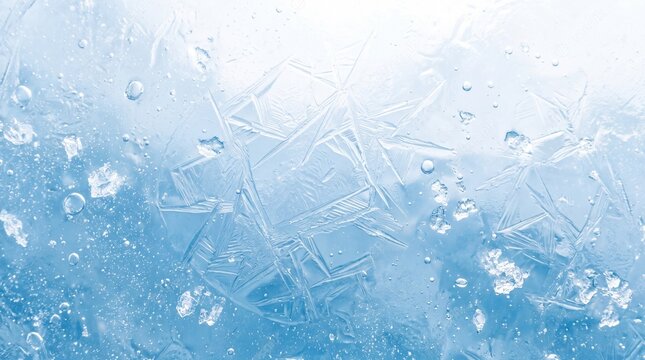 Frozen blue ice texture with deep cracks and air bubbles