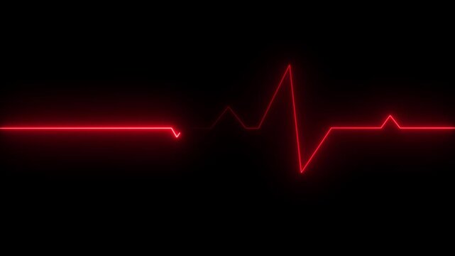 Heart Beating Animation. Heart Rate Glowing Lines. Heart Pumping. Glowing Heartbeat line icon animation. shows lines. Cardiogram, heart pulse electric neon line color animation.