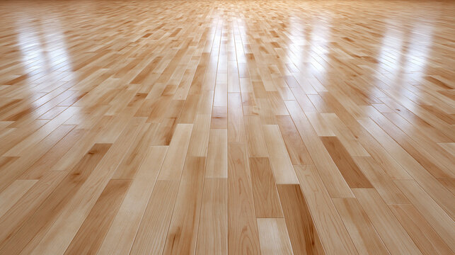Bright polished wooden floor planks with natural grain texture for home interior design background.
