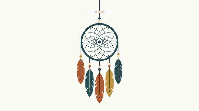 Dreamcatcher with feathers native american art style