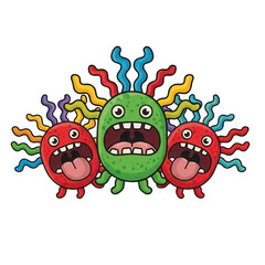 Fototapeta premium Three colorful pixel art monsters with funny faces and tentacles isolated on transparent background