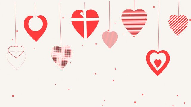Festive Hanging Heart Ornaments for Romantic Valentine Day Celebrations and Decorative Love Backgrounds
