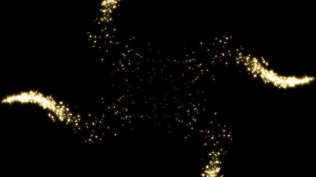 Glowing Fairy dust wand glitter stars trail transition, glitter sparkle shine stars trail burst, 2D flat sparkling effect overlay on black screen background 4k, Abstract magic glitter animation