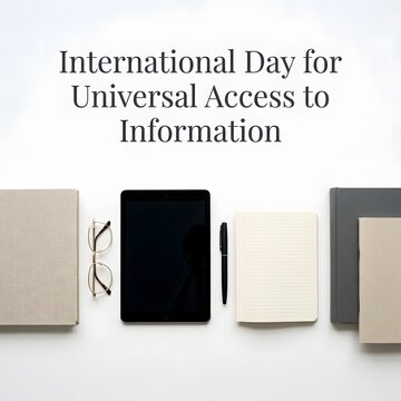 International day for universal access to information concept with tablet and glasses