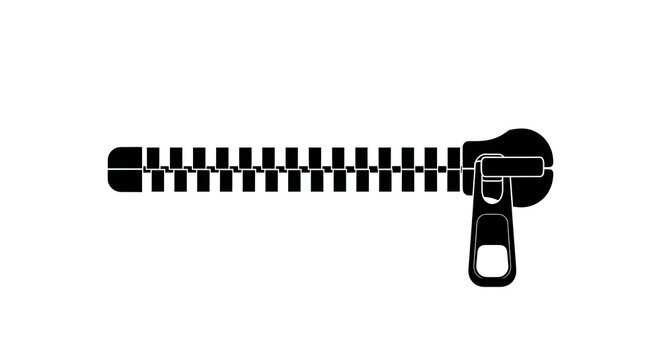 Black zipper with pull tab isolated on a white background