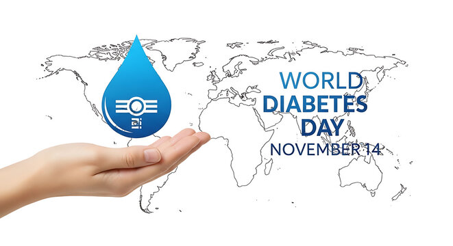 Hand holding water drop with world water day message