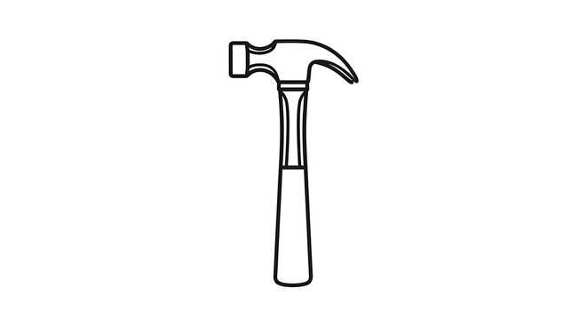 Simple black and white hammer icon on white background