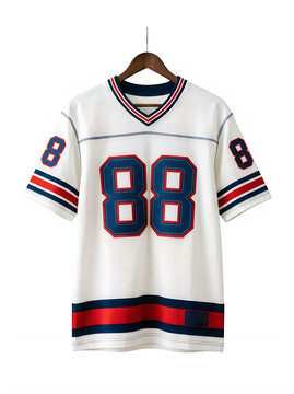 White American Football Jersey with Number 88 on Hanger