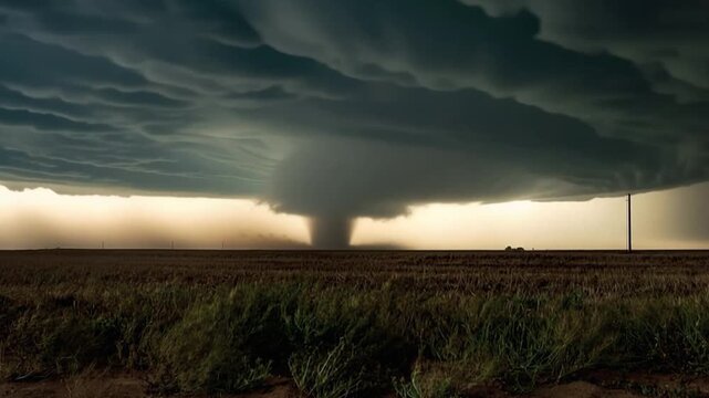 Time Lapse of a Powerful Tornado and Tornadic Supercell During an Extreme Weather Event Associated with El Ni&ntilde;o, Illustrating Climate Change, Global Warming and Environmental Sustainability