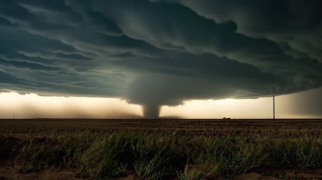 Time Lapse of a Powerful Tornado and Tornadic Supercell During an Extreme Weather Event Associated with El Ni&ntilde;o, Illustrating Climate Change, Global Warming and Environmental Sustainability