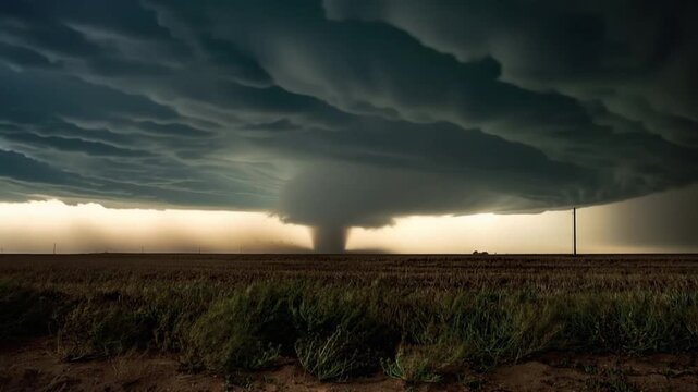 Time Lapse of a Powerful Tornado and Tornadic Supercell During an Extreme Weather Event Associated with El Ni&ntilde;o, Illustrating Climate Change, Global Warming and Environmental Sustainability
