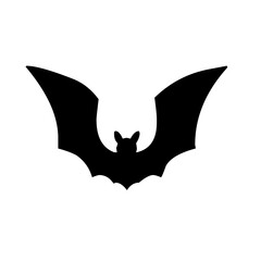 Fototapeta premium Black silhouette of a flying bat isolated on white background