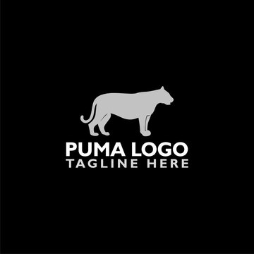 Puma logo icon isolated on black background