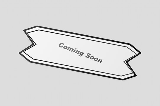 Coming soon sign on table with blurred background isolated on white background, illustration