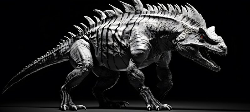 art of Pachycephalosauria a black and white high contrast full body. Generative AI