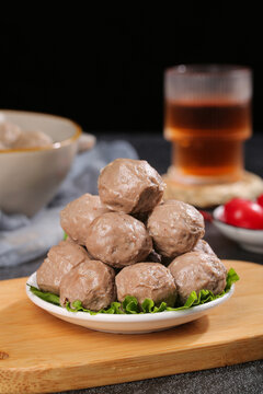 Chaoshan Handmade Beef Meatballs Traditional Chinese Food Studio Shot