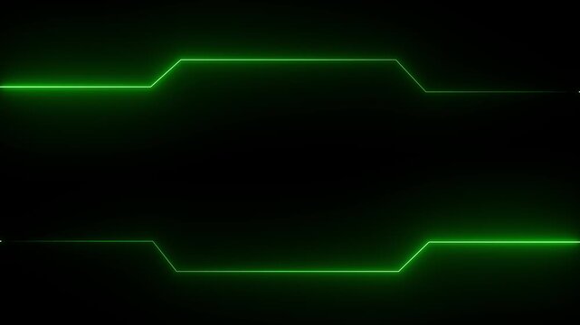 Neon digital Hud frame futuristic game target borders empty sharp green lines field forming. Tech layout for title backgrounds UI overlays business corporate Presentation templates, sci-fi. 4k