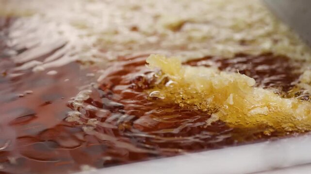 Japanese Shrimp Tempura Deep Frying in Bubbling Hot Oil