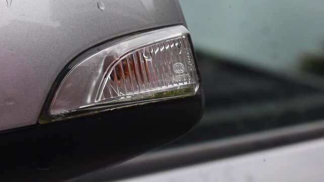 Video of blinker on the side of mirror on a car.
