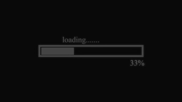A simple loading progress bar showing thirty three percent completion on a dark background for digital interface design and web technology concepts and software download progress tracking