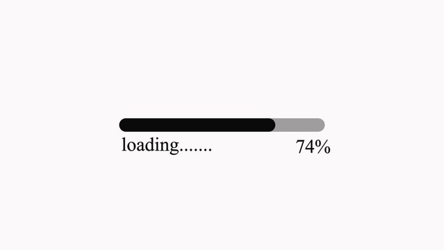 Black and grey progress loading bar icon showing seventy four percent completion status for software interface or web application download process isolated on a clean simple background