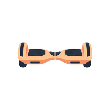 Orange and black modern electric hoverboard or self balancing scooter for personal urban transportation isolated vector illustration isolated on transparent background, Vector