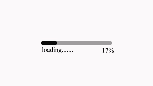 Simple black and grey loading progress bar icon showing seventeen percent completion status for software interface design isolated on a clean transparent background for web development