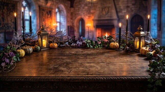 Dark Gothic Halloween Product Display Table Background