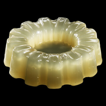 Milky ice jelly cube isolated on black background with clipping path, concept of dairy freshness and natural food quality