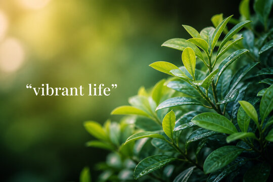 Lush green foliage bathed in bright, soft sunlight outdoors.
