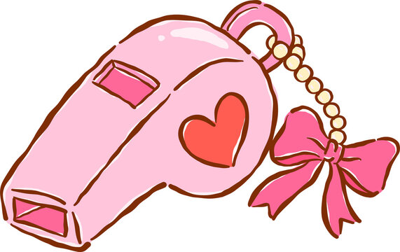 Cute Hand Drawn Pink Heart Whistle Illustration