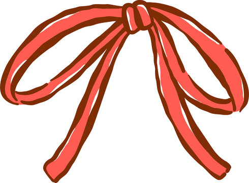 Small Red Ribbon Bow Hand Drawn Illustration