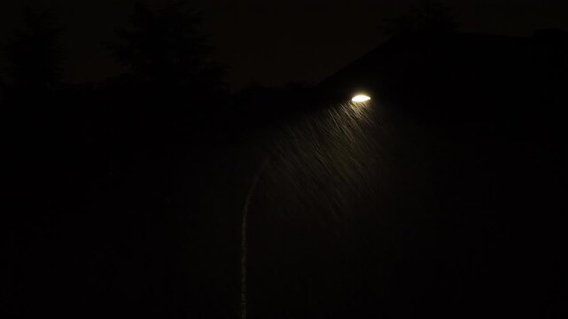 storm rain at night street lamp illuminates the storm rain video with audio and copy space