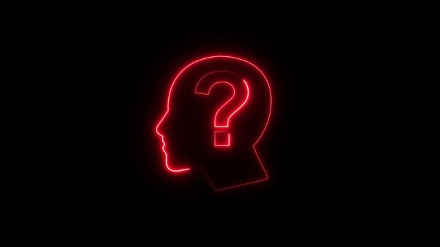 Conceptual illustration of a mind with a question mark representing thinking and inquiry. Motion Graphic concept. animation