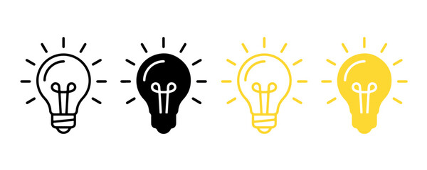 Light bulb icon. Creativity and innovation vector concept. Lightbulb electricity symbol. Inspiration and solution pictogram. Light bulb illustration set © SIAM ALL